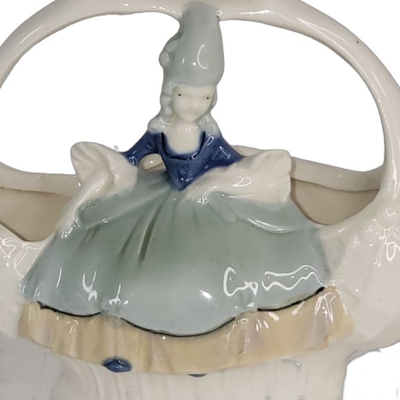 Graceful Vintage Japanese Blue and White Porcelain Lady Figurine Vase Edwardian - Picture 7 of 11
